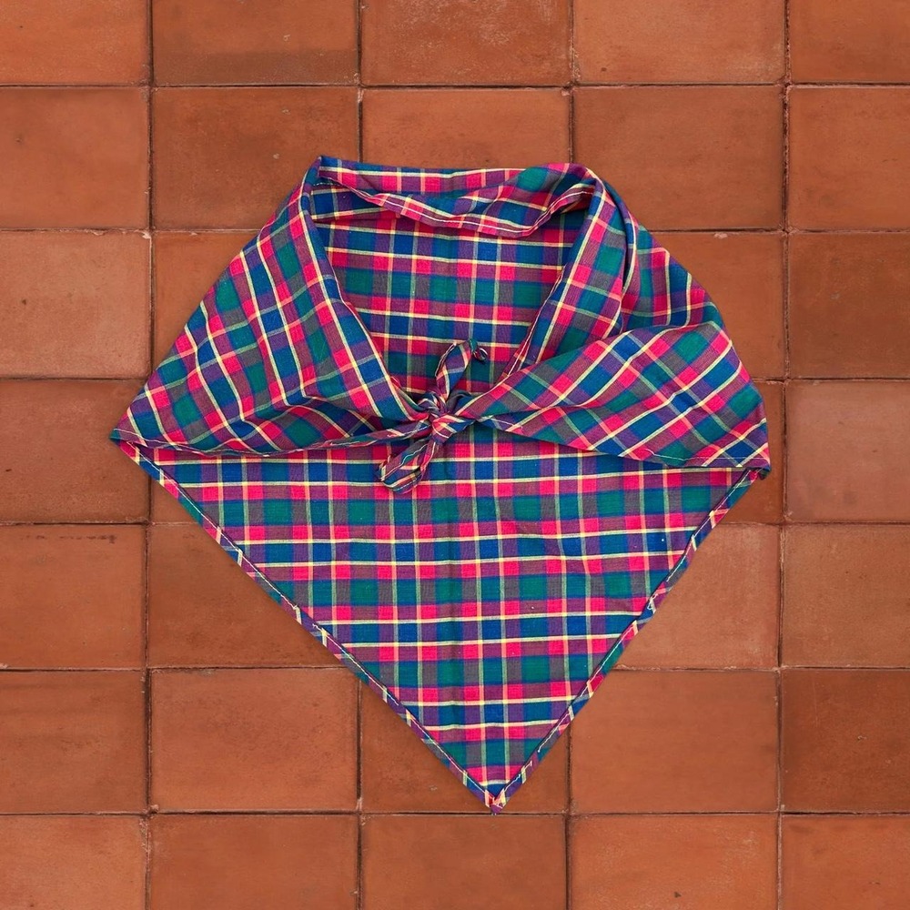 Triangular Plaid Bandana Scarf